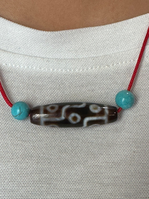collana tibegana con 9 occhi dzi e turchese