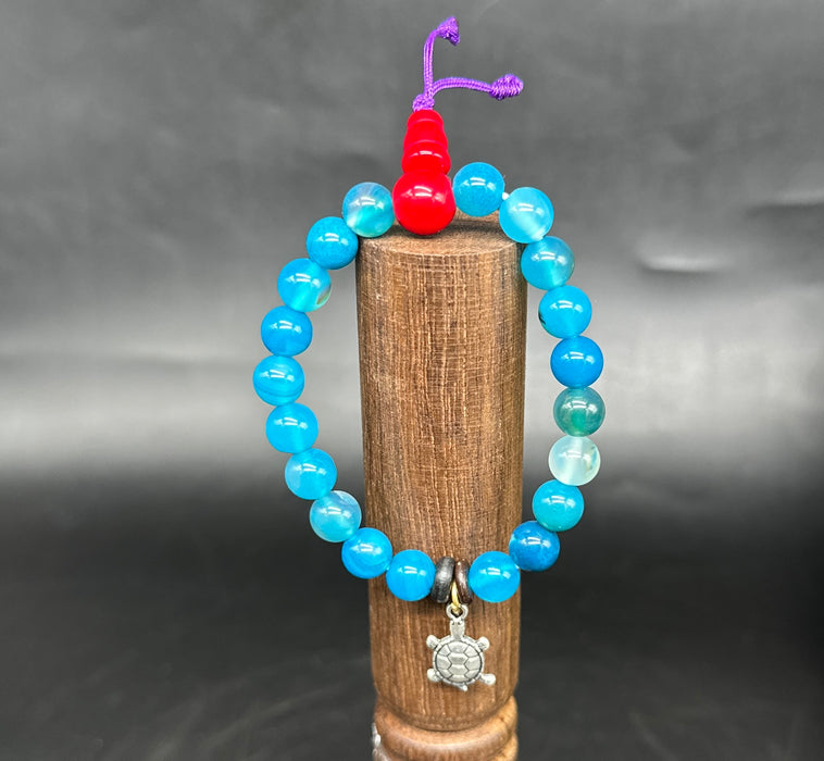Braccialetto con agata azzurro  è tartaruga