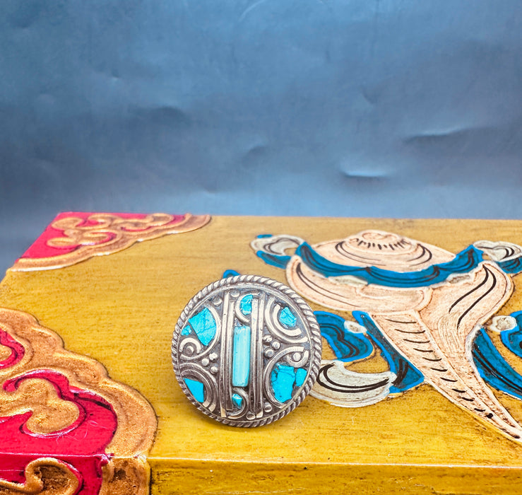Anello tibetano con turchese
