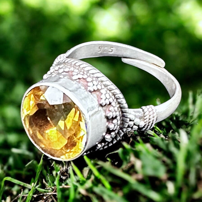 Tibetan Ring with Citrine Quartz