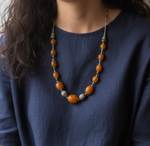 Collana Tibetana con Ambra