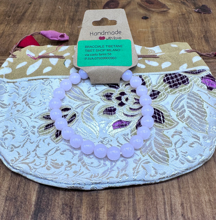 Bracciale a Quarzo Rosa con Custodia di Seta