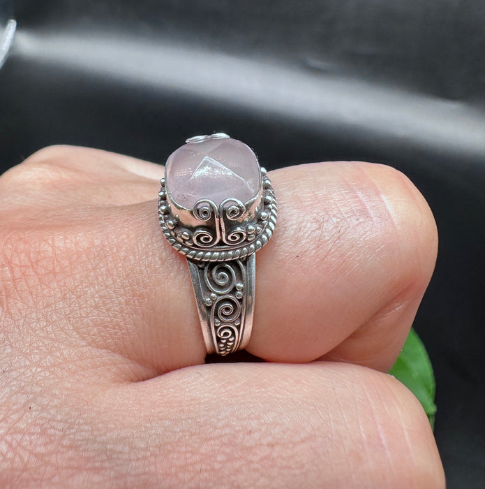 Tibetan Ring with Rose Quartz