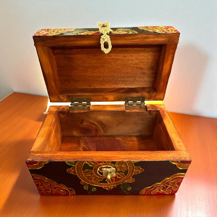 Mini scatole di legno a dharmachakra