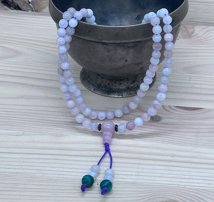 108-Bead Agate Mala with Guru Pendant