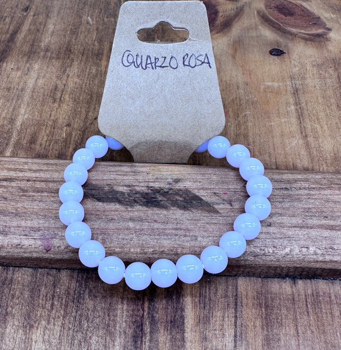 Bracciale a Quarzo Rosa con Custodia di Seta