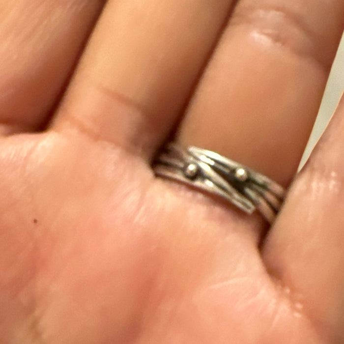 Anello di quarzo rosa e granato (taglia unica)
