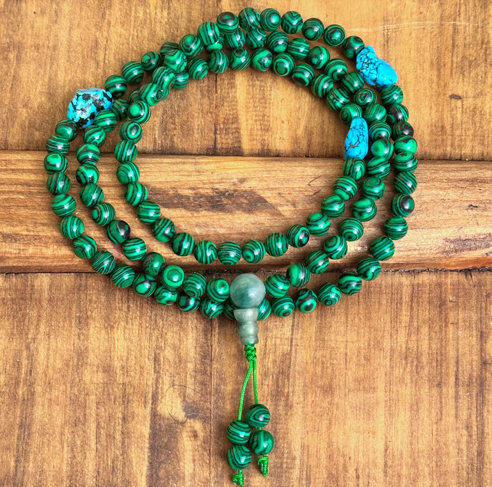 Mala con malachite verde e turchese