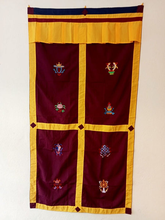 Tenda tibetana con 8 simboli di buon auspicio