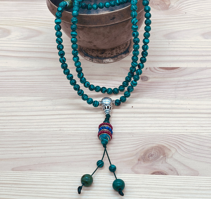 Mala 108grani a malachite verde