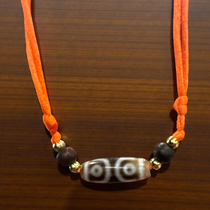 Dzi tibetanno 3 occhi con pietra onice