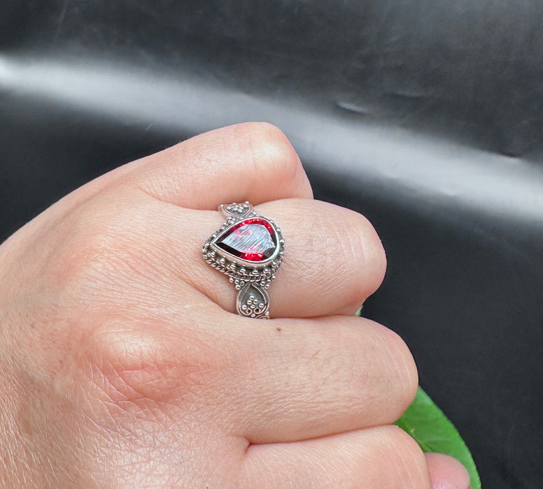 Tibetan Ring with Garnet