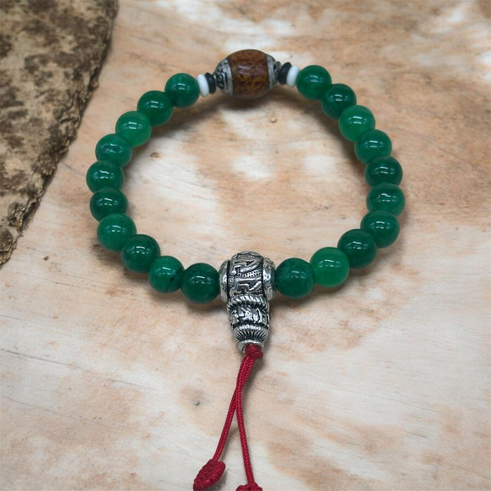 Braccialetto a Agata verde con mantra