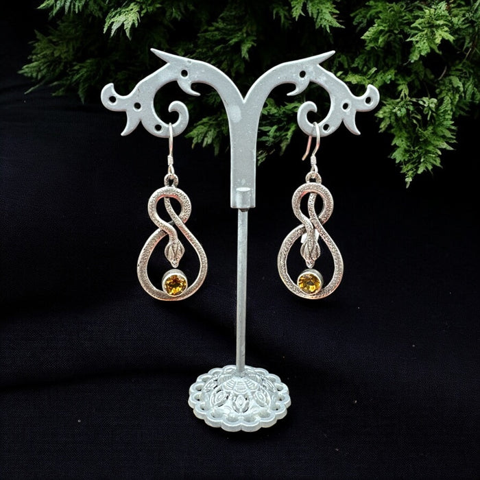 Orecchini con serpente e quarzo citrino ( argento)