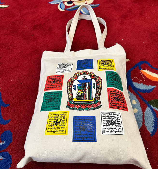 Borsa con bandierina di preghiera tibetana di cotone grezze