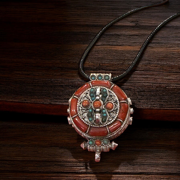 Gau di argento 925 con turchese e corallo tibetano