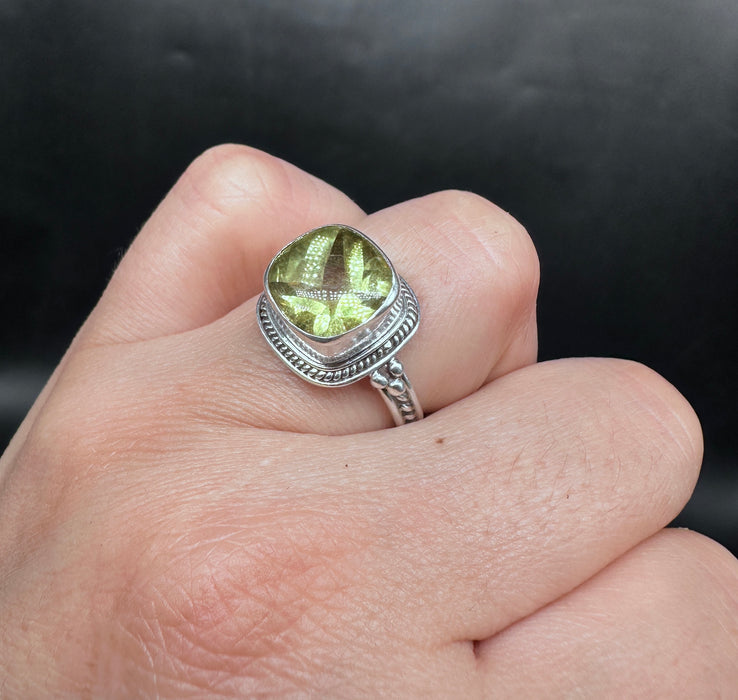 Tibetan Ring with Green Amethyst