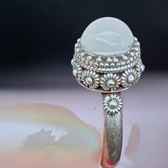 Tibetan Ring with White Opal