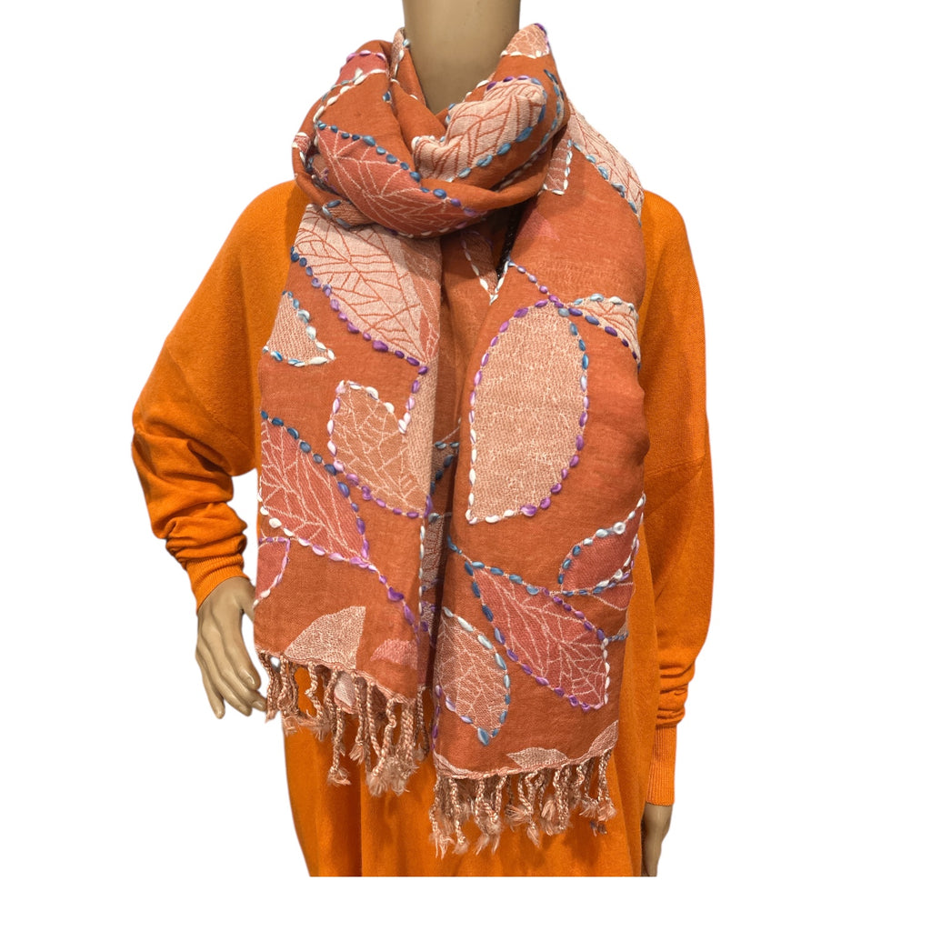 Sciarpa Pashmina Donna Ricamata Con Nappa - Oversize Morbida - Regalo Per Amica E Mamma