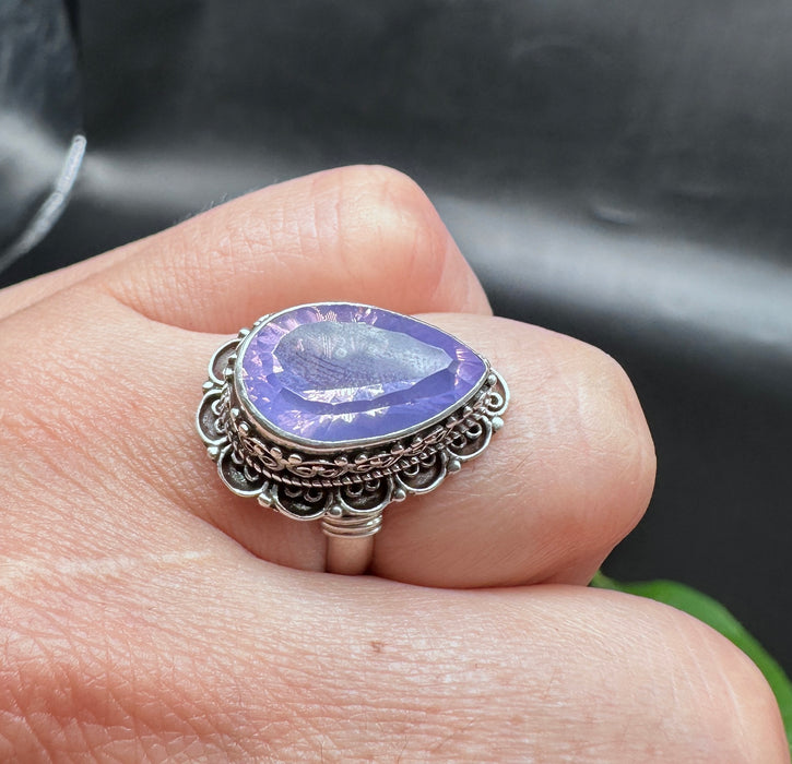 Tibetan Ring with Purple Amethyst
