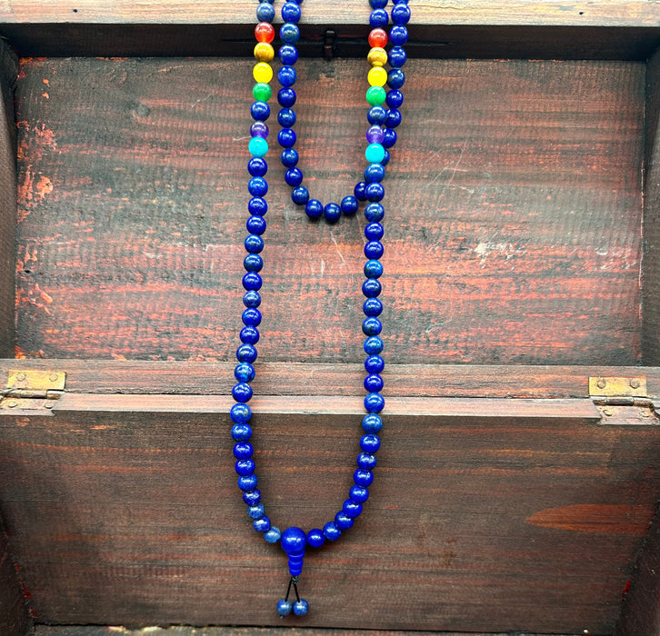 Mala 108 grani con l’ lapislazzuli e 7 chakra