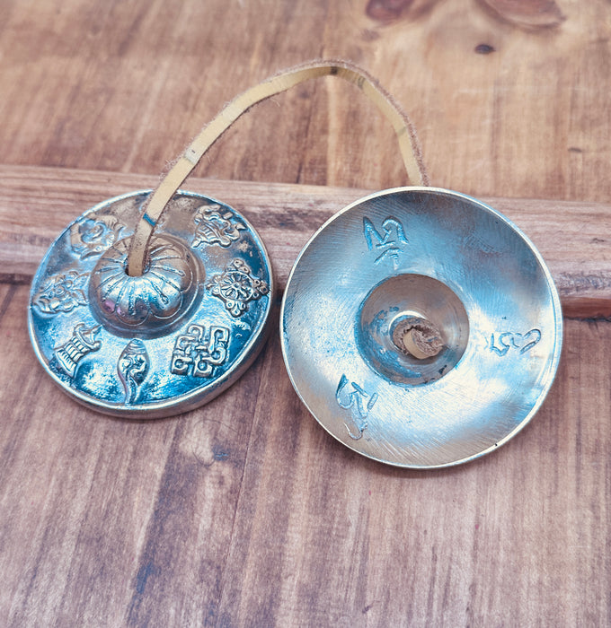 Cimbali Tibetani con 8 simboli di buona Auspicio