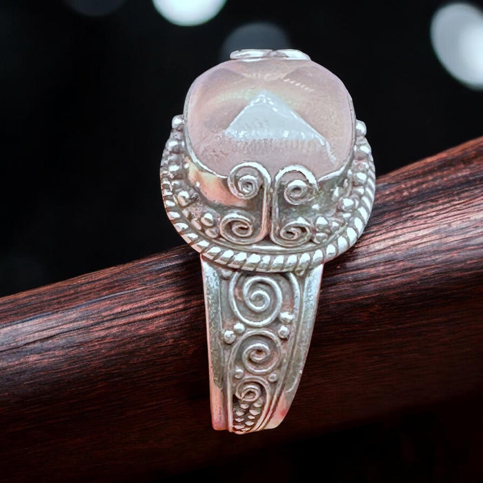 Tibetan Ring with Rose Quartz