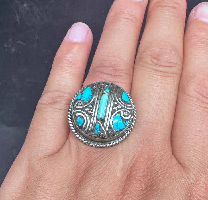 Anello tibetano con turchese