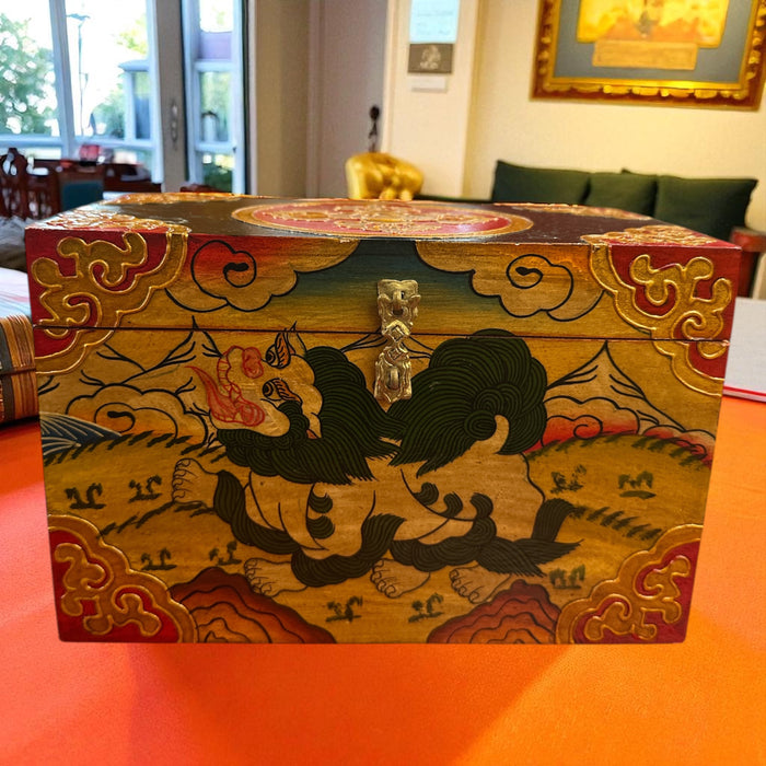 baule tibetane a leone e vajra