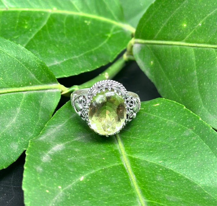 Tibetan Ring with Lemon Quartz