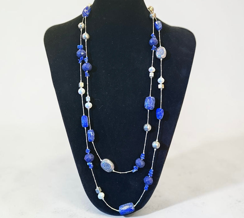Tibetan lapis lazuli and 925 silver necklace
