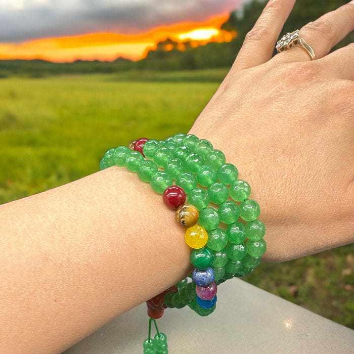 Mala108 grani con giada e  7 Chakra