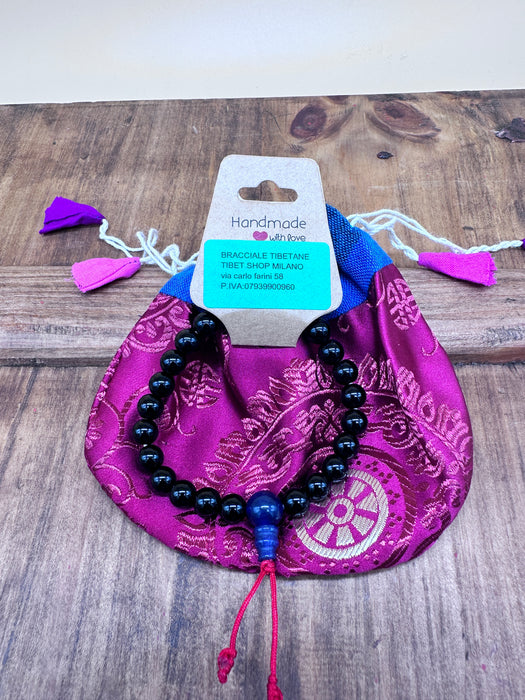 Bracciale a Tormalina Nera con Custodia di Seta