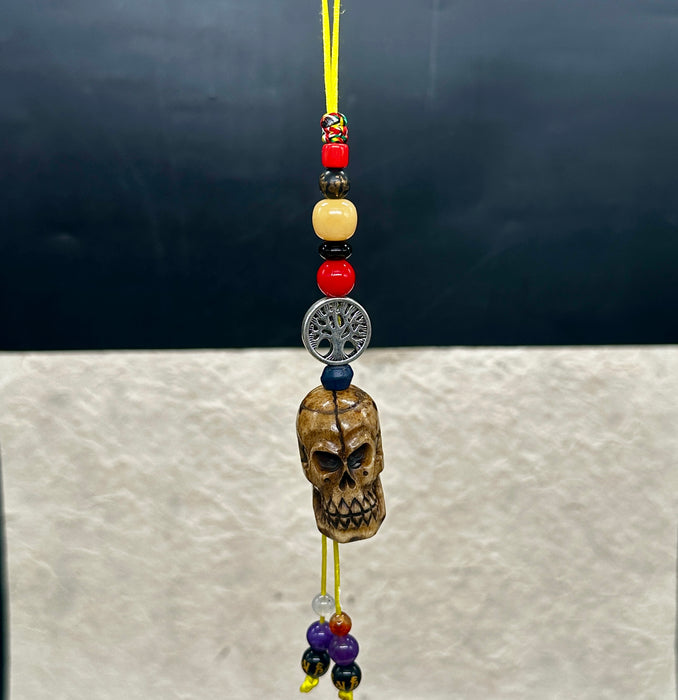 Portachiavi Tibetano con Albero della Vita, Teschi e Onice