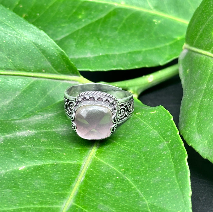 Tibetan Ring with Rose Quartz
