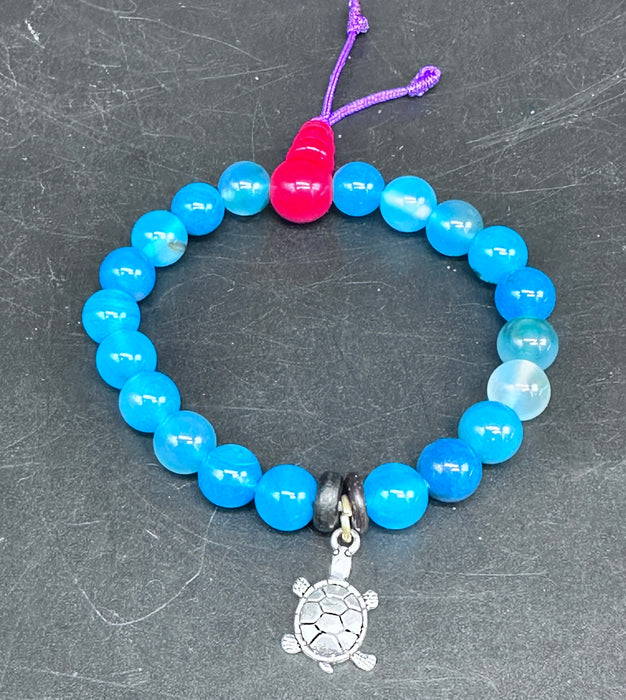 Braccialetto con agata azzurro  è tartaruga