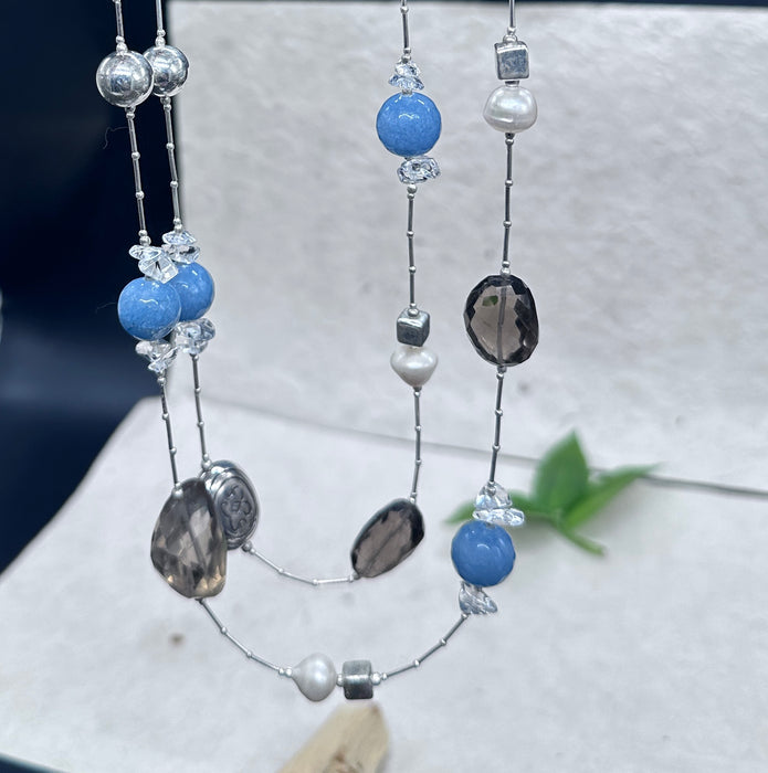 Tibetan necklace with quartz and 925 silver