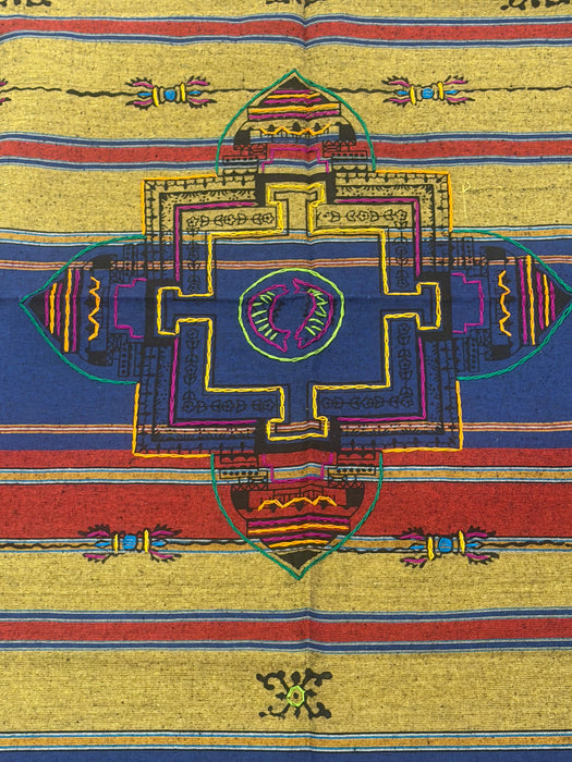 Tovaglia tibetana con ricamo di simboli buddisti