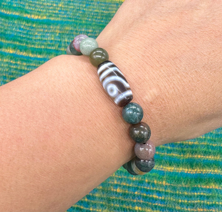 Braccialetto con malachite e dzi