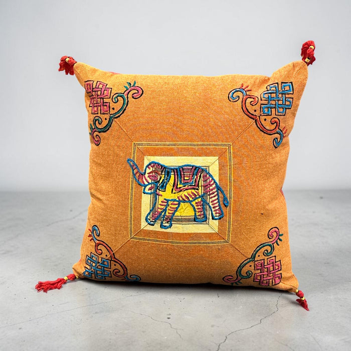 Embroidered elephant cushion