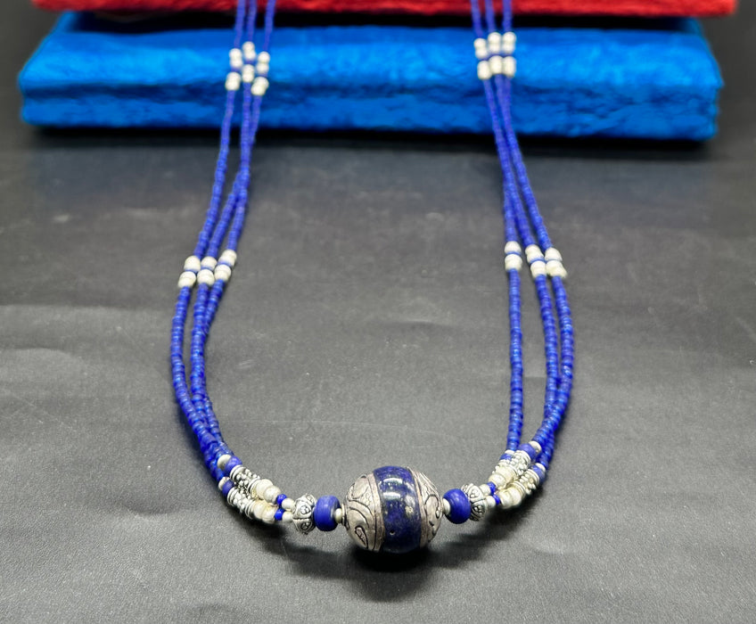 Collana tibetana lungo con lapislazzuli