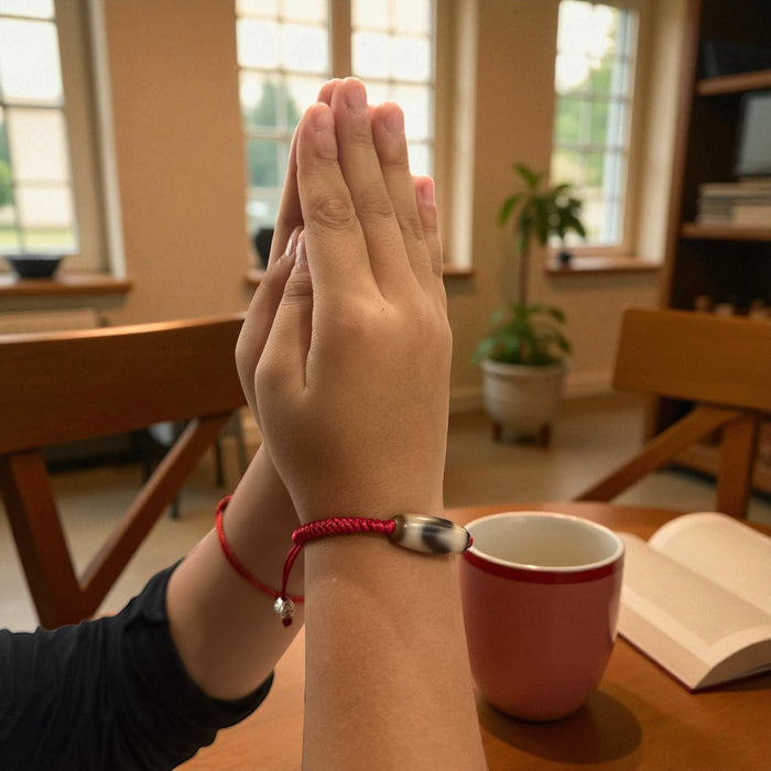 Bracciale Dzi tibetano con Dente di Cavallo