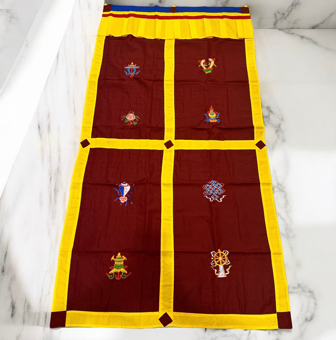 Tenda tibetana con 8 simboli di buon auspicio