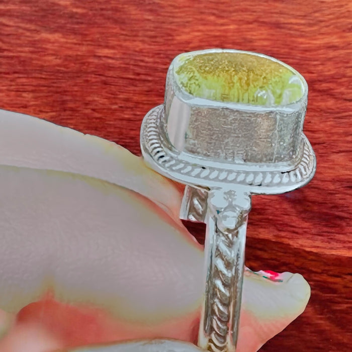 Tibetan Ring with Green Amethyst