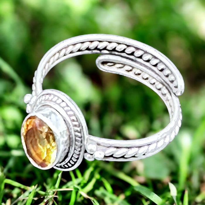 Tibetan Ring with Citrine Quartz