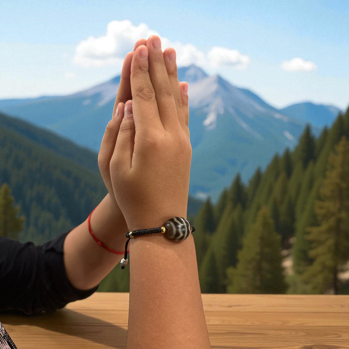 Bracciale Dzi Tibetano con Onda d'acqua