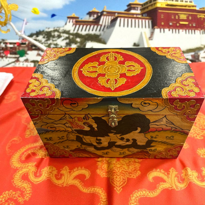 baule tibetane a leone e vajra