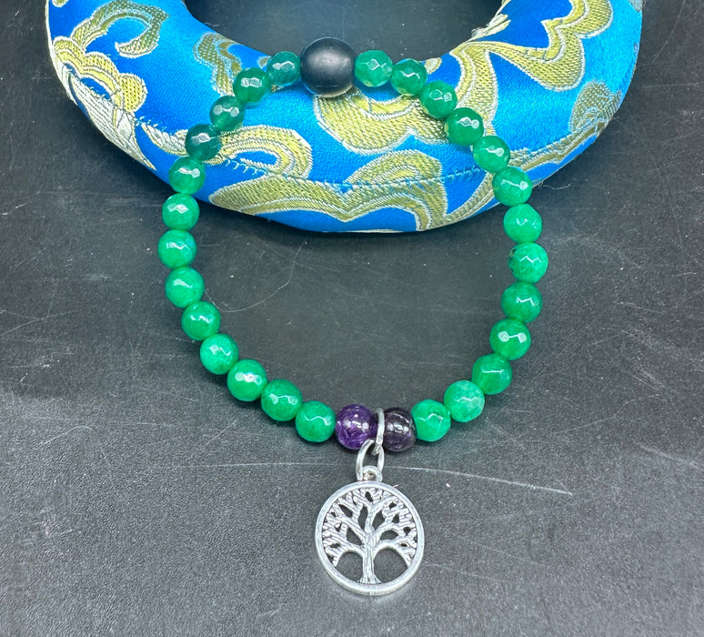 Bracciale con Agata verde e albero di vita