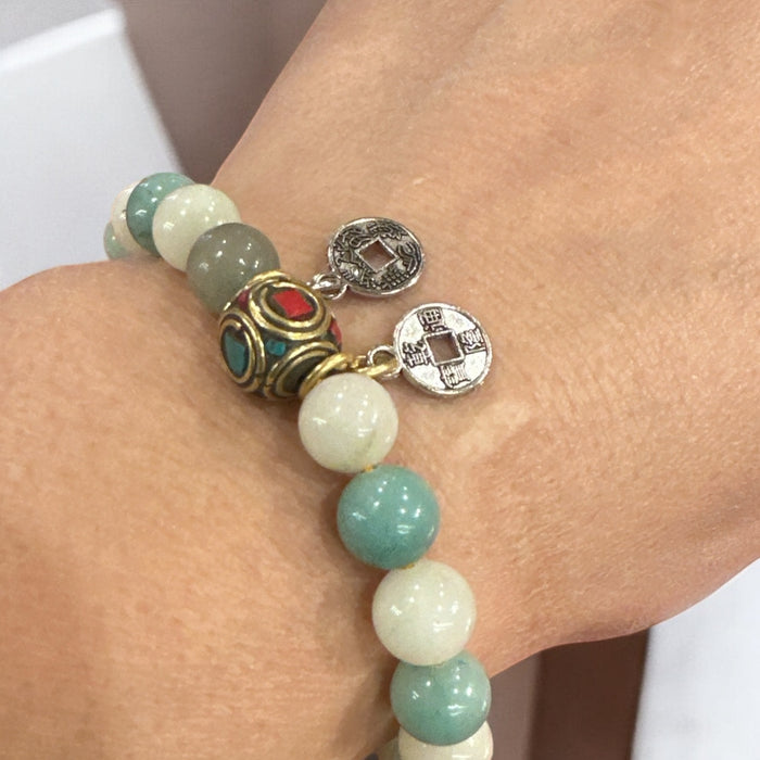 Braccialetto tibetano con amazonite