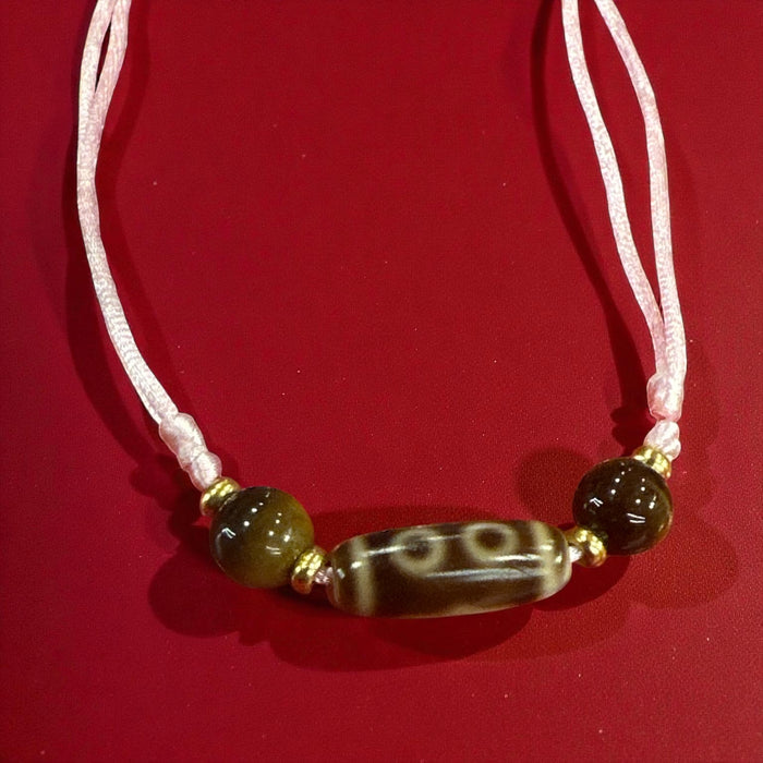 Dzi tibetano a 3 occhi con Occhio di Tigre